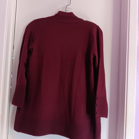 Evolution by Cyrus Women's Open Front Burgundy Cardigan Small - Picture 5 of 5